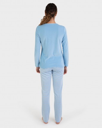 Pijama largo terciopelo azul