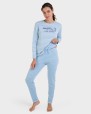 Pijama largo listado azul