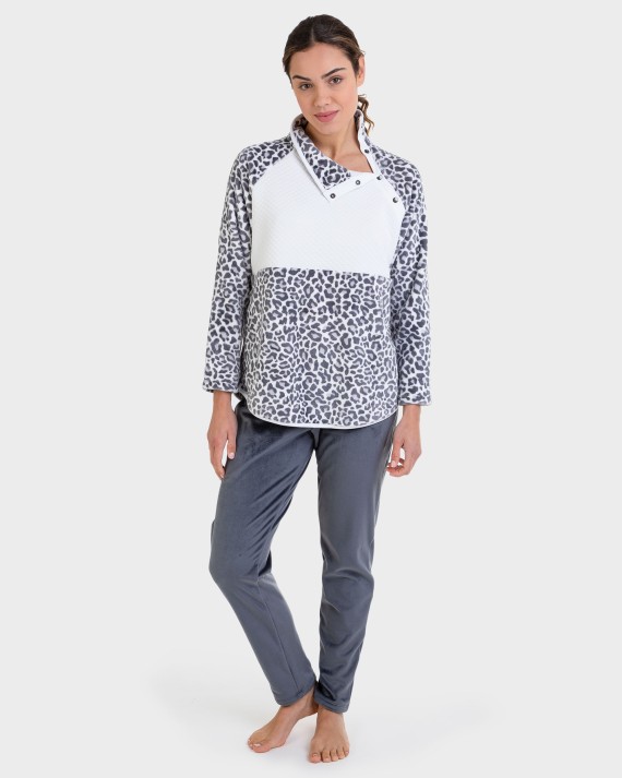 Pijama largo polar animal print