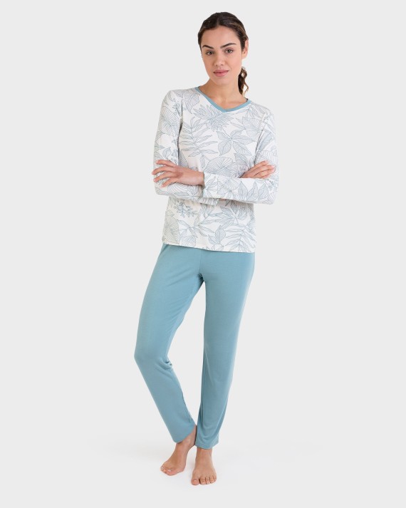 Pijama largo bambú crudo