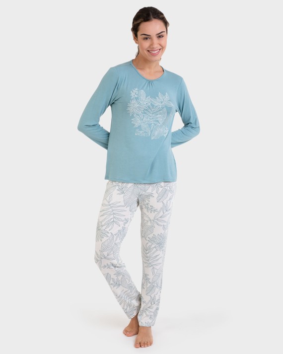 Pijama llarg bambú verd