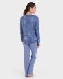 Pijama largo azul con estampado all over
