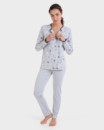Pijama llarg obert gris vigoré
