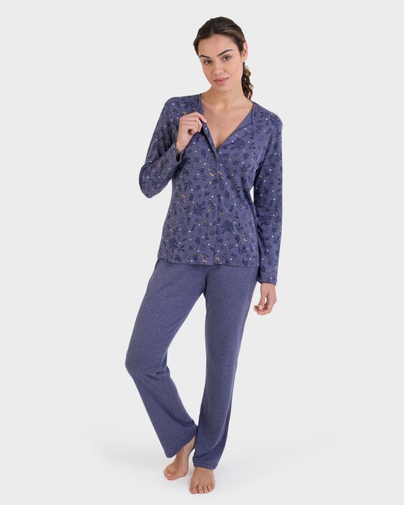 Pijama llarg obert estampat all over
