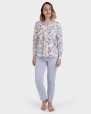 Pijama largo gris estampado all over