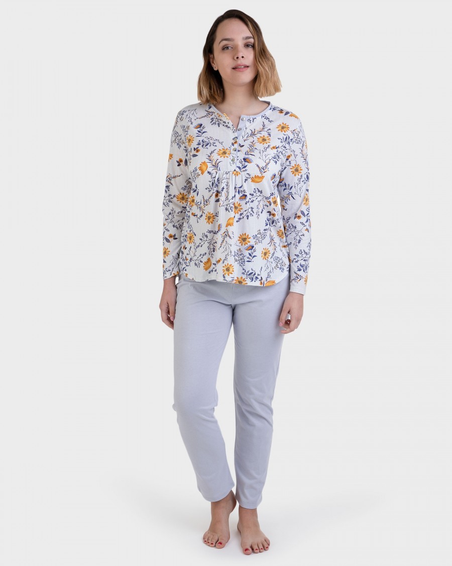 Pijama llarg gris estampat all over