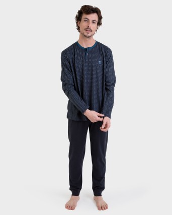 Pijama llarg blau estampat...