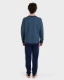 Pijama llarg blau jacquard puntets