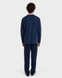 Pijama largo abierto azul Jacquard cruces