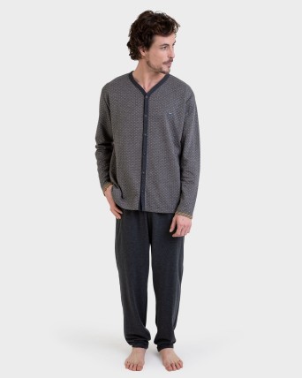 Pijama llarg obert gris...