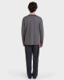 Pijama largo abierto gris Jacquard cruces