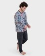 Pijama llarg gris estampat