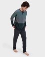 Pijama largo Jacquard verde bloques