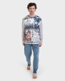 Pijama largo polar estampado lobo