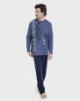 Pijama llarg jacquard blau