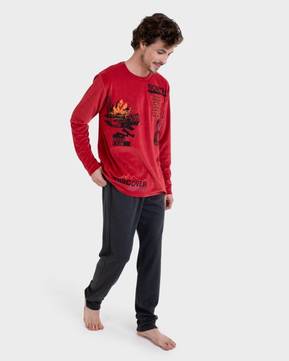 Pijama largo terciopelo rojo