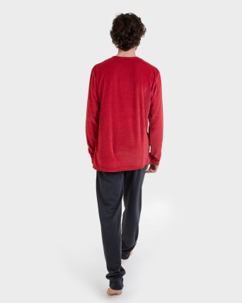 Pijama largo terciopelo rojo
