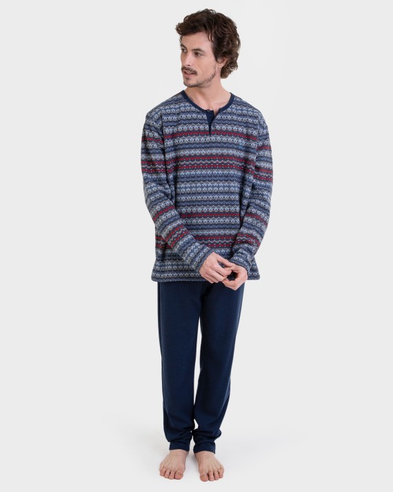 Pijama largo Jacquard cenefas