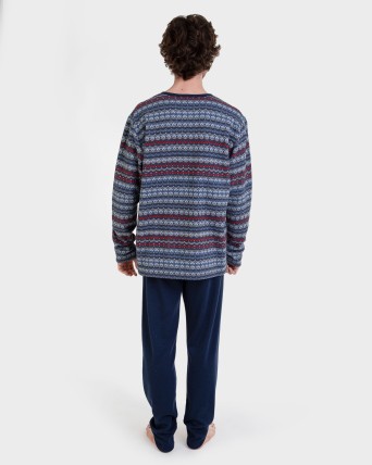 Pijama largo Jacquard cenefas