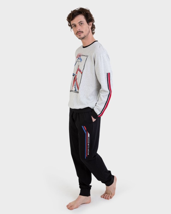 Pijama largo 100% algodón efecto granito