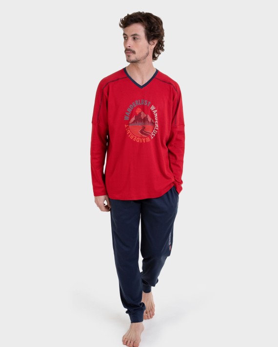 Pijama largo 100% algodón estampado wanderlust
