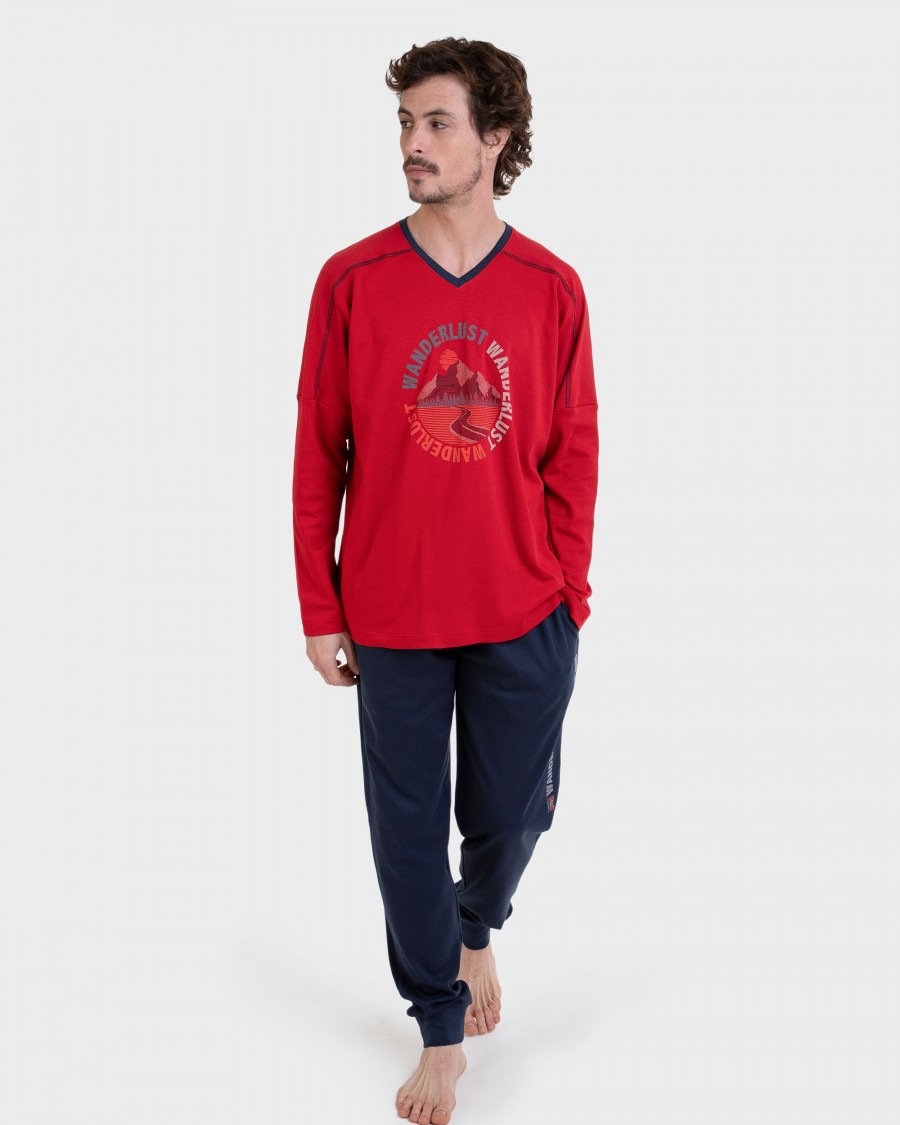 Pijama largo 100% algodón estampado wanderlust