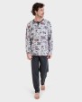 Pijama largo gris estampado all over