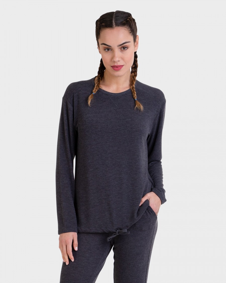 Camiseta de pijama larga negra