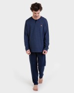 Pijama llarg jacquard blau