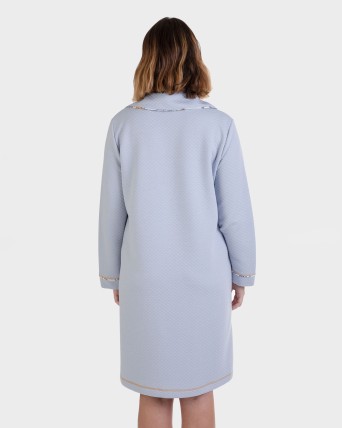 Bata de mujer tejido acolchado gris