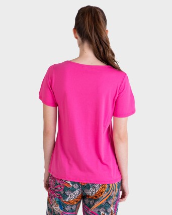 BLUSA MUJER EN MODAL Y ALGODÓN FUCSIA