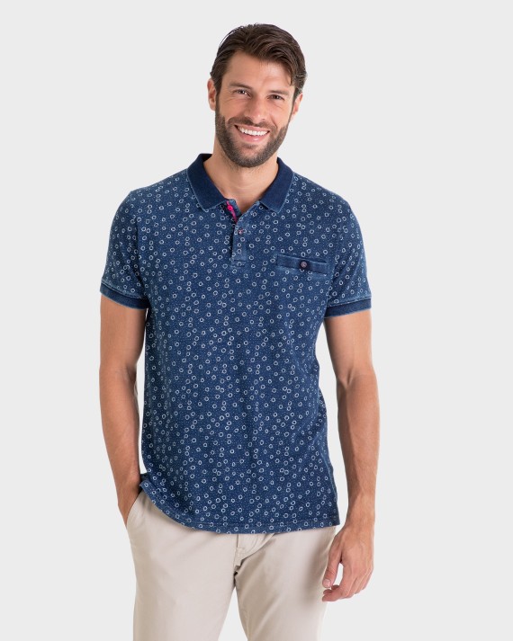 Polo de manga corta para hombre con estampado fantasía