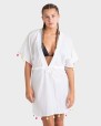 VESTIDO MUJER BLANCA CON BORLAS COLORES