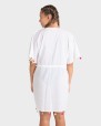 VESTIDO MUJER BLANCA CON BORLAS COLORES