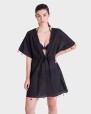 VESTIDO MUJER NEGRA CON BORLAS COLORES