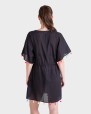 VESTIDO MUJER NEGRA CON BORLAS COLORES