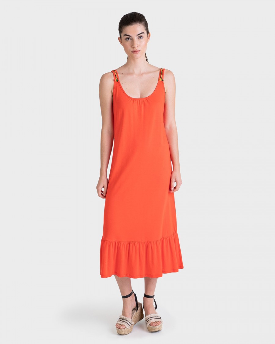 VESTIDO MUJER LARGA NARANJA