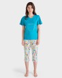 PIJAMA MUJER ALGODÓN AZUL