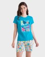 PIJAMA MUJER AZUL ALGODÓN