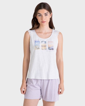 PIJAMA MUJER GRIS