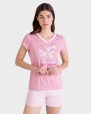PIJAMA MUJER CORTO ROSA
