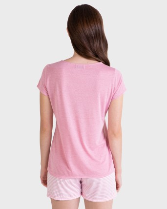 PIJAMA MUJER CORTO ROSA
