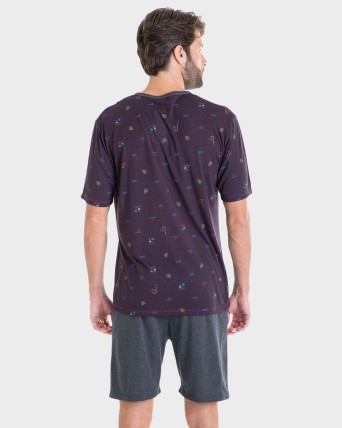PIJAMA HOMBRE ESTAMPADO TROPICAL