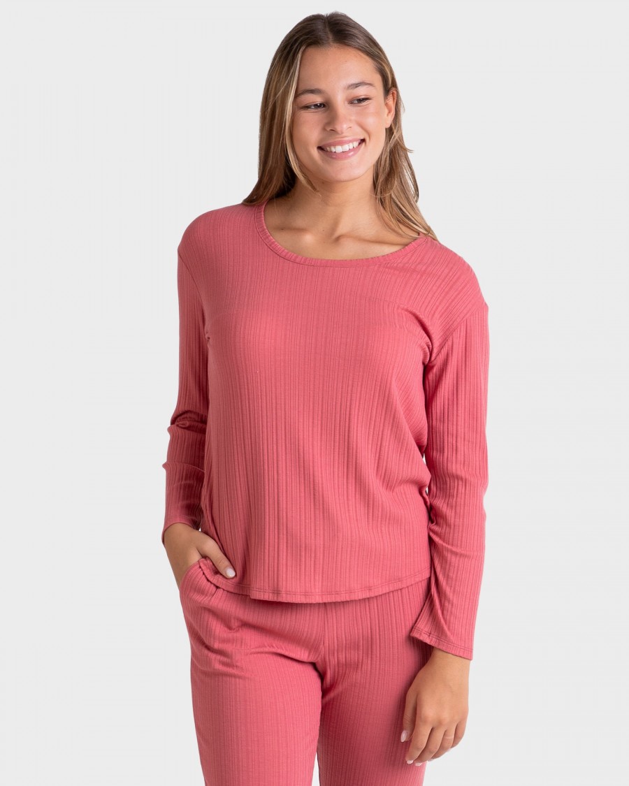 CAMISETA MUJER MANGA LARGA CORAL