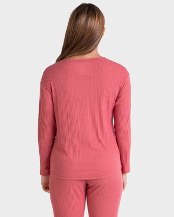 CAMISETA MUJER MANGA LARGA CORAL