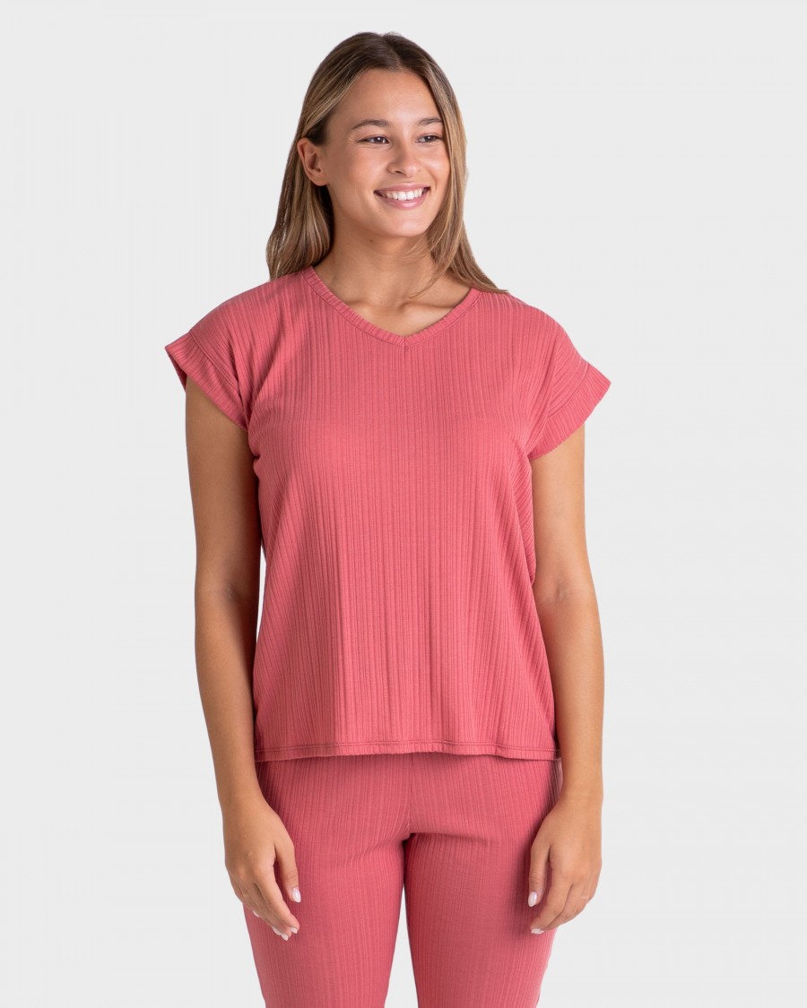 CAMISETA MUJER MANGA CORTA CORAL