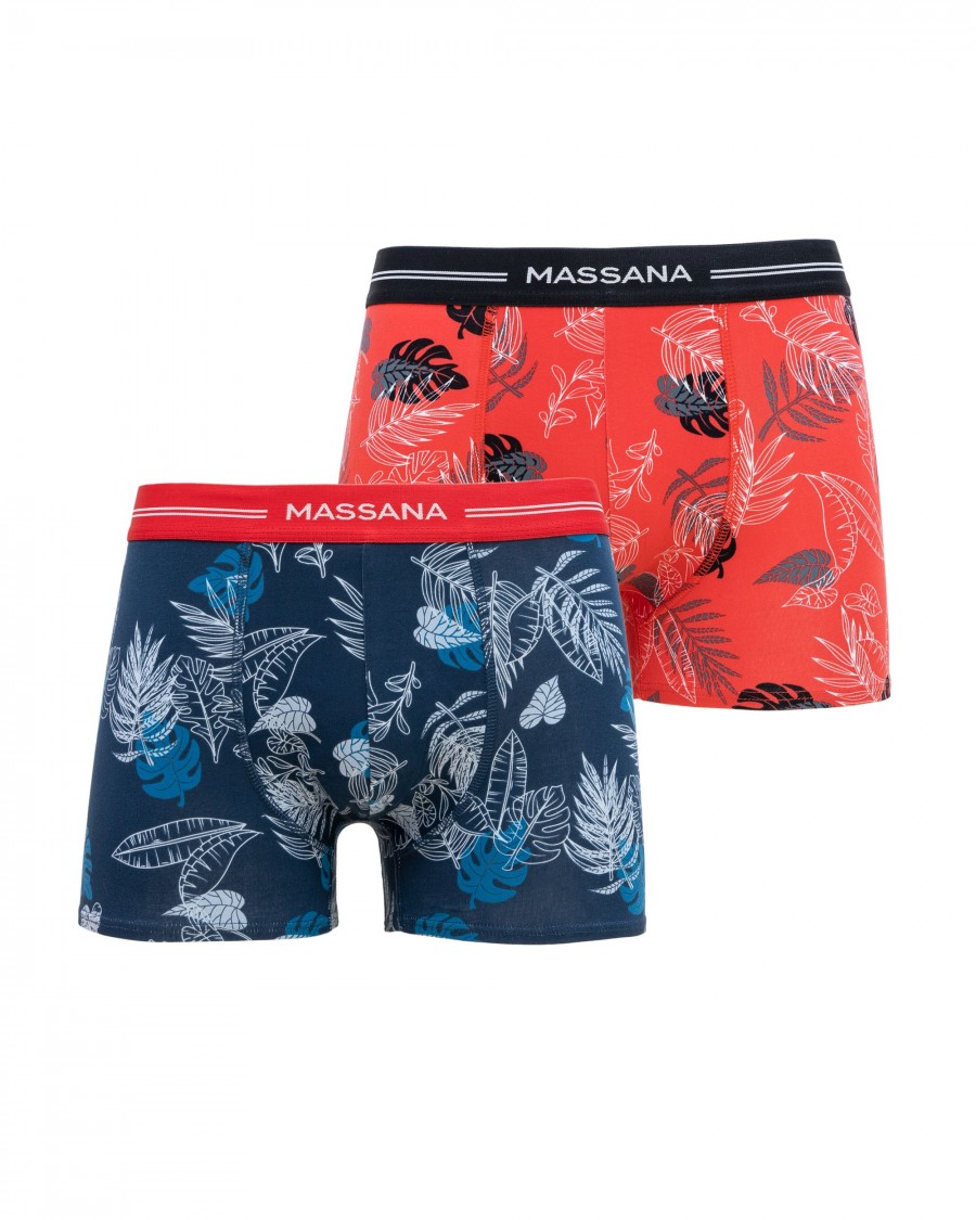 PACK DE DOS BOXERS DE PUNTO DE HOMBRE ESTAMPADO MARINO Y ROJO