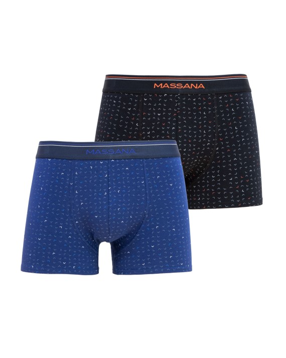 PACK DE DOS BOXERS DE PUNTO DE HOMBRE MICROESTAMPADO AZUL Y NEGRO