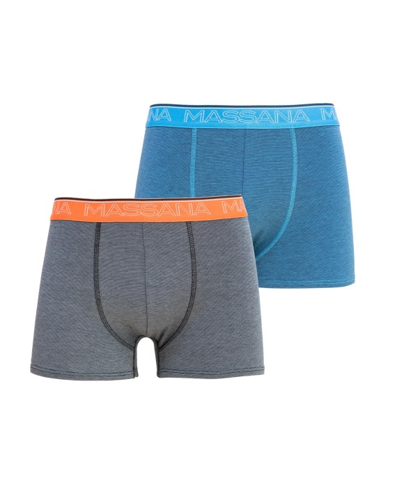 PACK DE DOS BOXERS DE PU NTO DE HOMBRE LISO EN GRIS Y AZUL