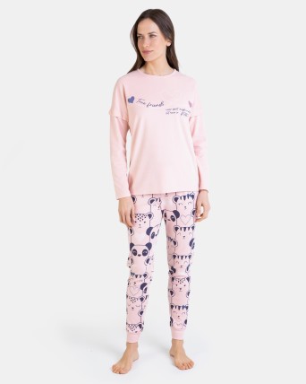 PIJAMA LARGO ROSA ANIMALES